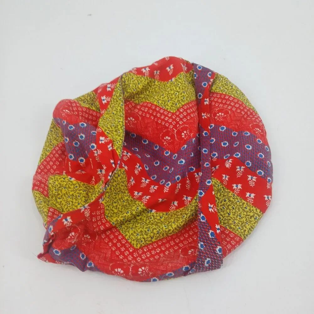Handmade Womens Floral Geometric Quilted Fabric Drawstring Makeup Pouch Bag